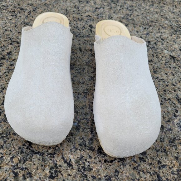 No. 6 Contour Suede Clog on Flat Base in Chalk White Suede - Picture 5 of 15